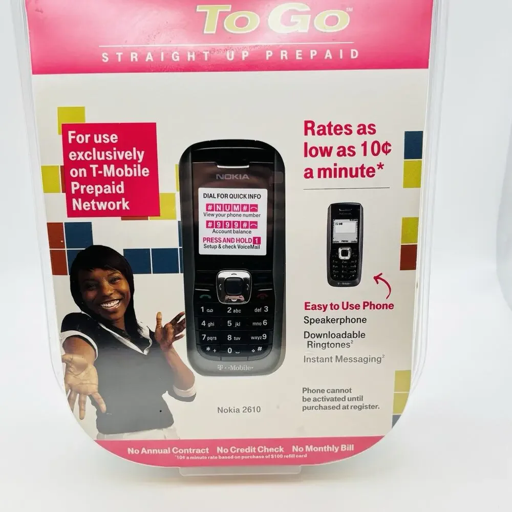 T-Mobile To Go Mobile Nokia 2610 Vintage Prepaid Phone / Brand New Sealed.